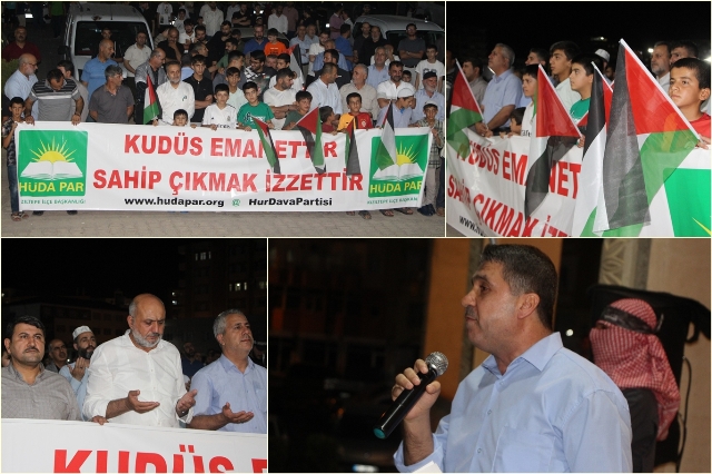 Mardin’in Kızıltepe ilçesinde Gazze’ye destek için düzenlenen basın açıklamasında, soykırımı