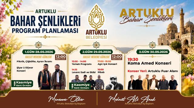 Artuklu Belediyesi tarafından düzenlenecek “Artuklu Bahar Şenlikleri” kapsamında, üç gün