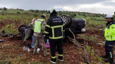 Mardin’in Ömerli ilçesinde kontrolden çıkan otomobilin takla atması sonucu meydana