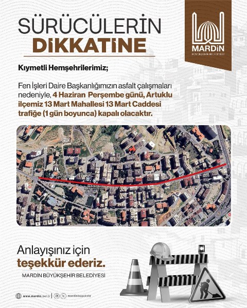 Mardin Büyükşehir Belediyesi Fen İşleri Daire Başkanlığı tarafından kent genelinde